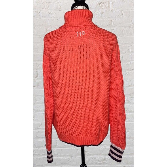Odd Molly 110 Cable Knit Fisherman Turtleneck Sweater Size 2 Coral Pink Bright - Picture 3 of 12